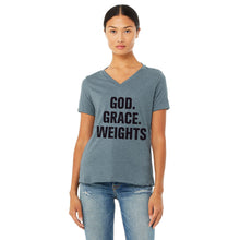 God, Grace, Weights | Ladies V-neck Tee