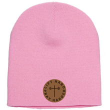 Lift hard pray harder -Leather Patch Stocking Cap