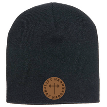 Lift hard pray harder -Leather Patch Stocking Cap