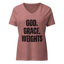 God, Grace, Weights | Ladies V-neck Tee