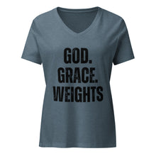 God, Grace, Weights | Ladies V-neck Tee