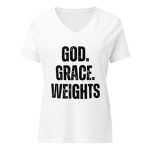 God, Grace, Weights | Ladies V-neck Tee